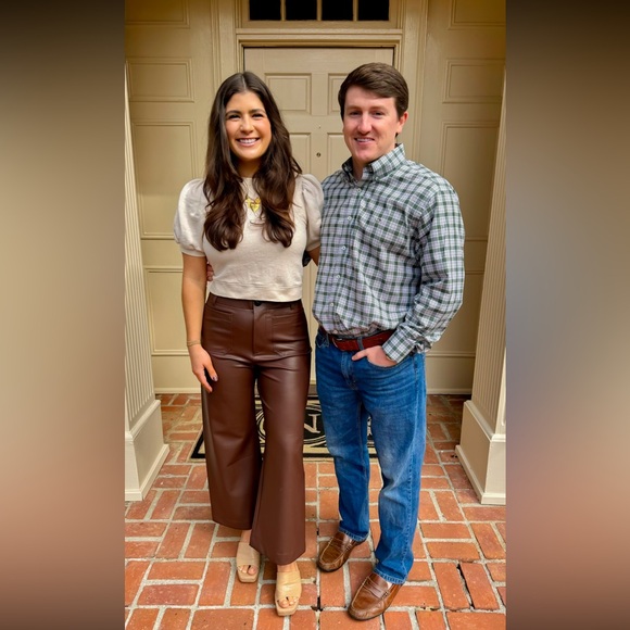 The Colette Cropped Wide-Leg Pants by Maeve: Faux-Leather Edition Brown Size 29 - Picture 6 of 9